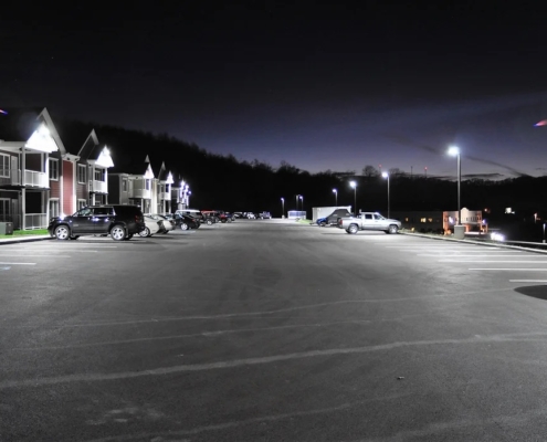 Sterling Ridge Apartments Exterior Night Parking Lot Detail